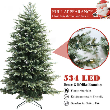 Pre-Lit Traditional Fir Multi-Function Christmas Tree,7.5 ft(B90FW54-807T-534LED)