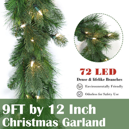 Pre-Lit Warm White LEDs Garland (G108FW12-180T-72LED )