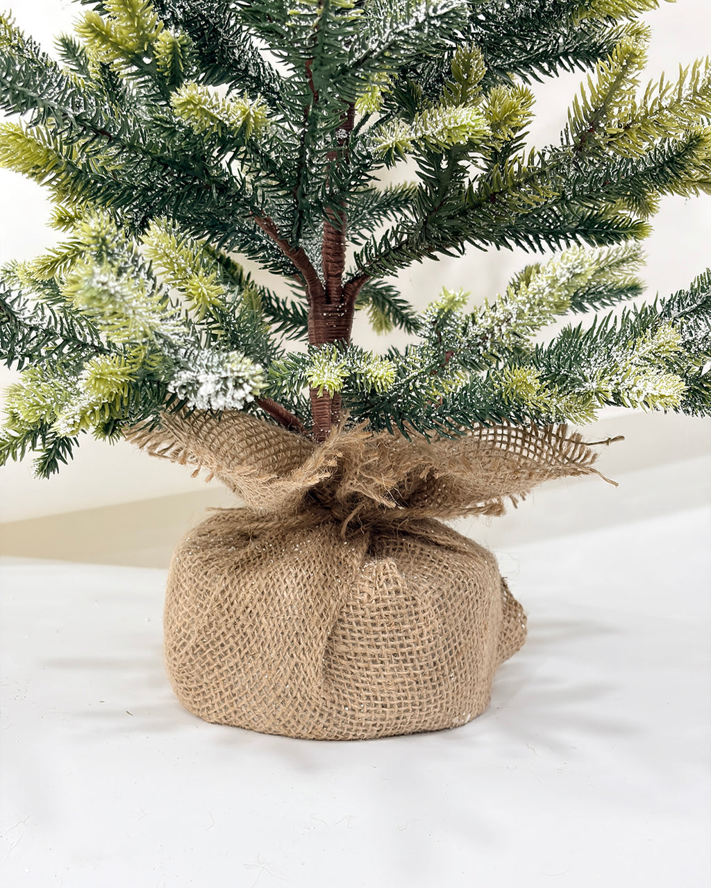 Mini Christmas Tree 30" – Flocked Greenery with Burlap Base – YCY399F-30T