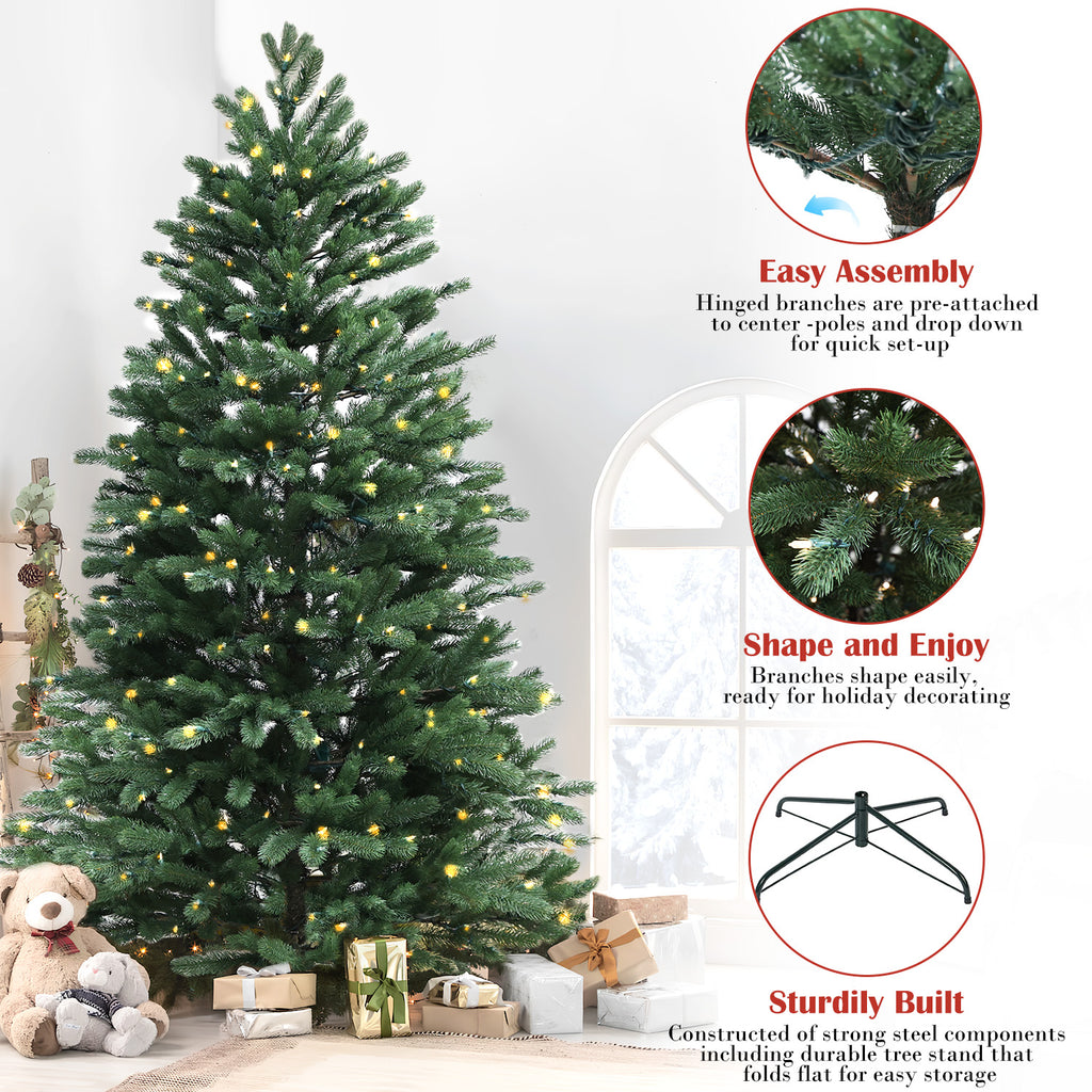 Pre-Lit Traditional Fir Multi-Function Christmas Tree,7.5 ft(B90FW50-796T-498LED)