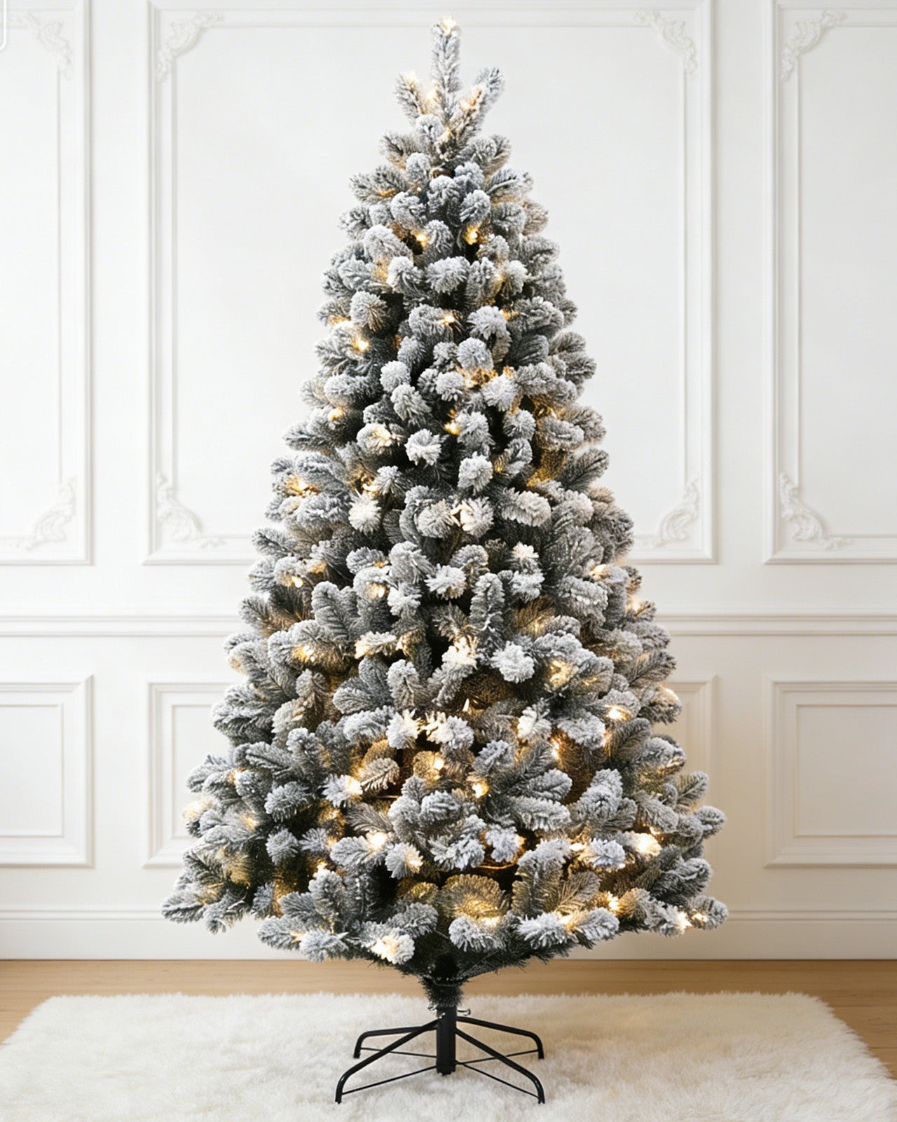 Pre-lit Christmas Greenery Tree 7FT – Frosted Green Pine – B84FW48-965TF-300LED