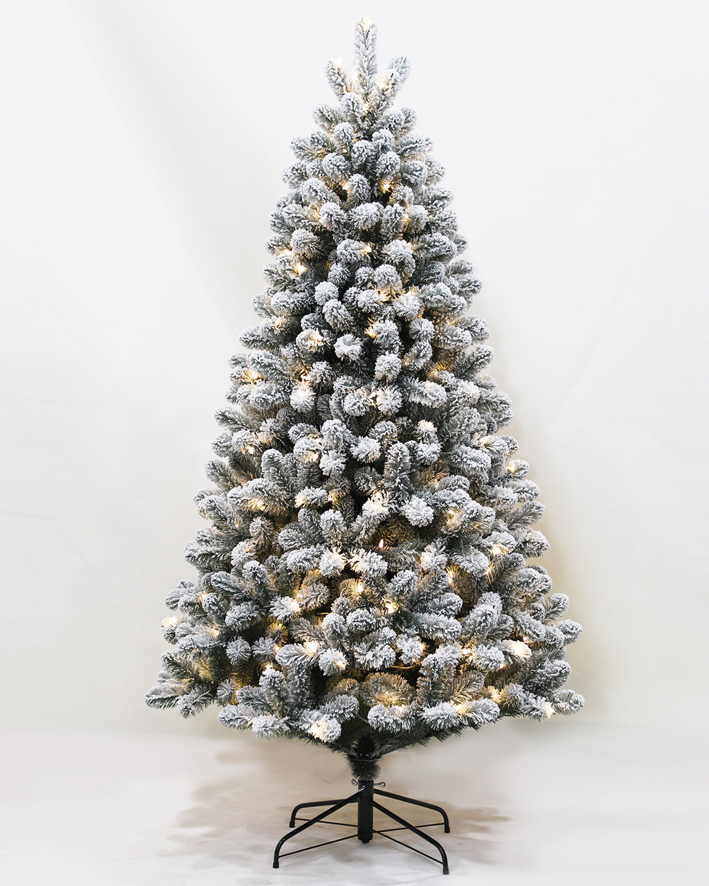 Pre-lit Christmas Greenery Tree 7FT – Frosted Green Pine – B84FW48-965TF-300LED