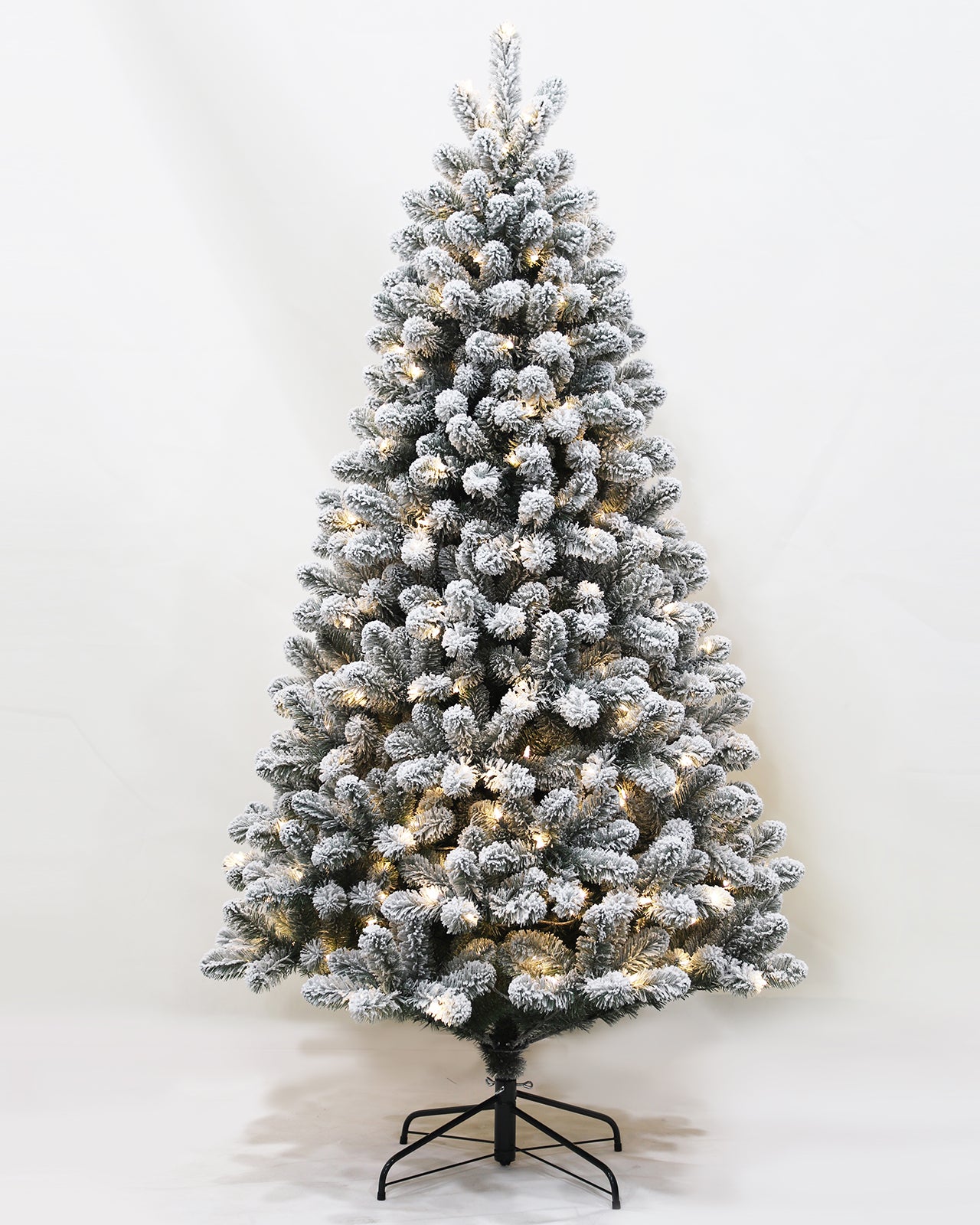 Pre-lit Christmas Greenery Tree 7FT – Frosted Green Pine – B84FW48-965TF-300LED
