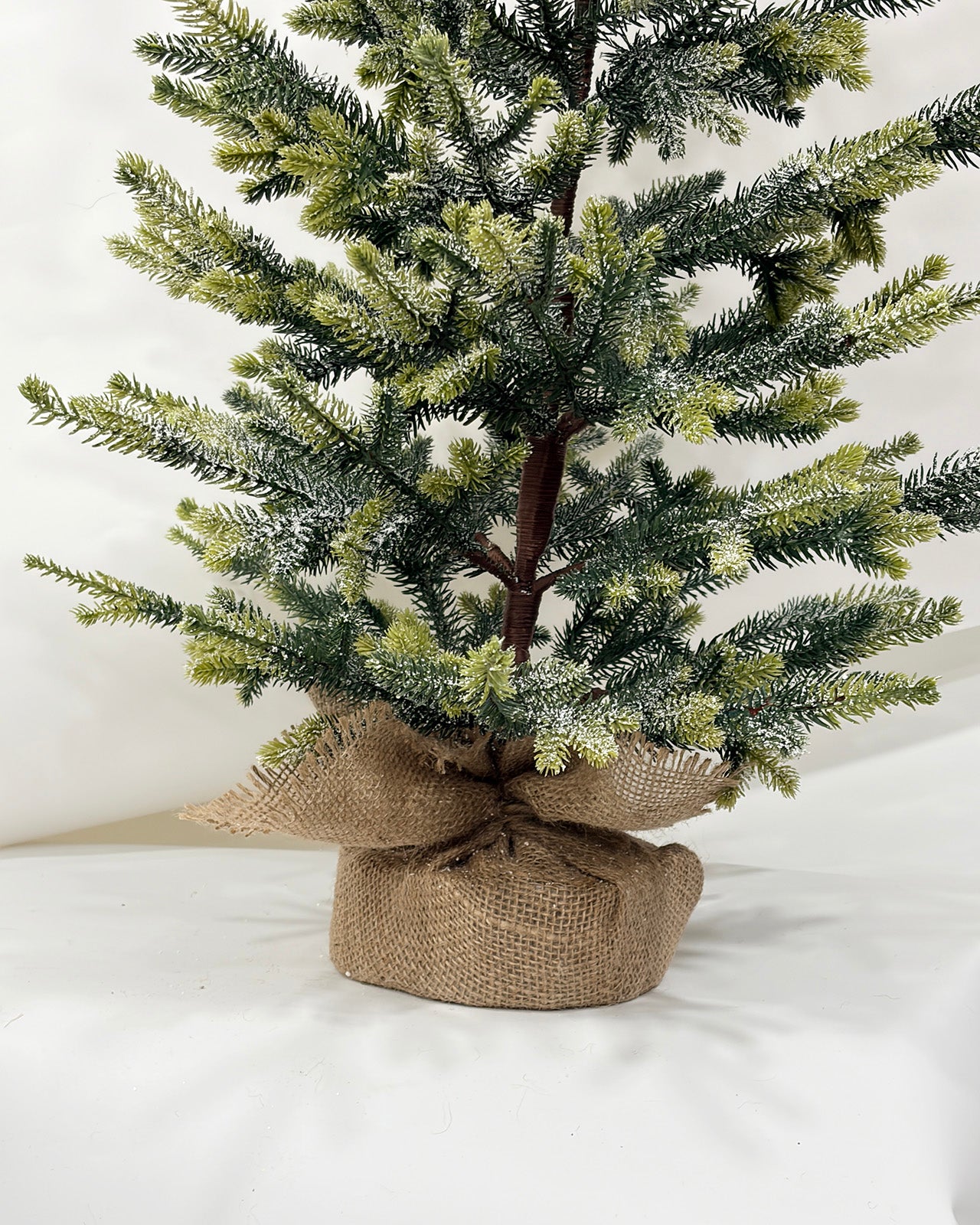 Mini Christmas Tree 36" – Flocked Greenery with Burlap Base – YCY399F-36T