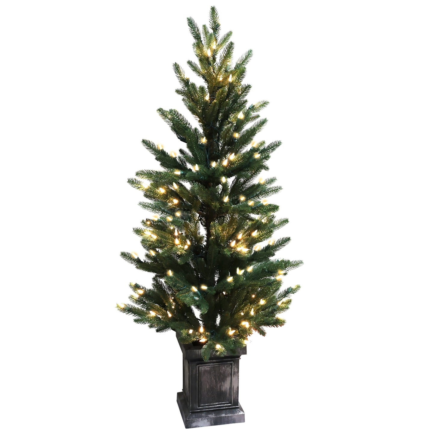 Pre-Lit Potted Pine Christmas Tree, 4 ft (S48FW23-138TW-174LED)