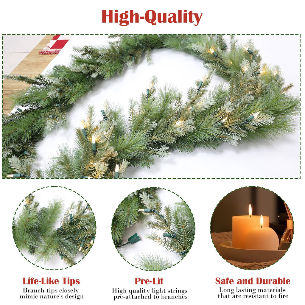 Pre-Lit Warm White LEDs Garland (G108FW12-169T-72LED )