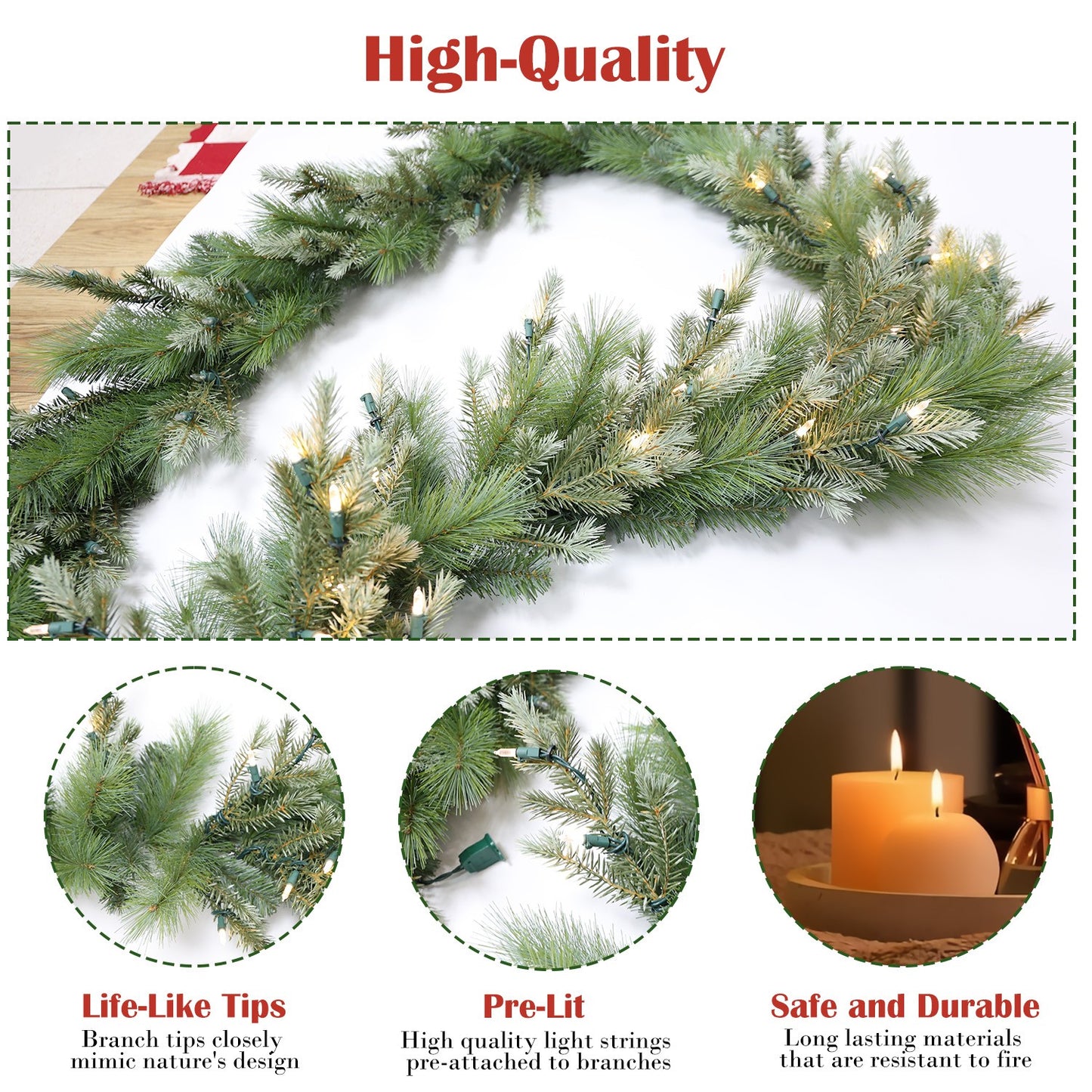 Pre-Lit Warm White LEDs Garland (G108FW12-169T-72LED )