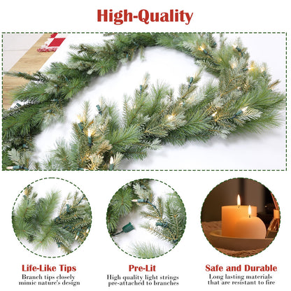 Pre-Lit Warm White LEDs Garland (G108FW12-169T-72LED )