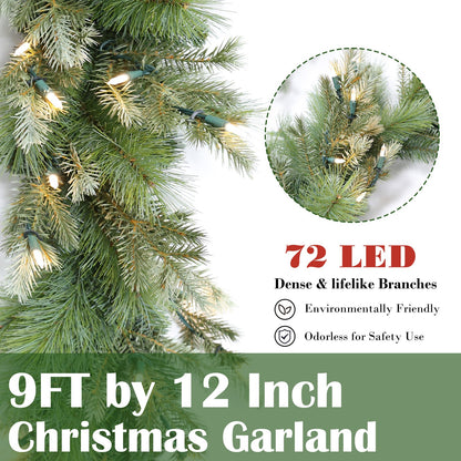 Pre-Lit Warm White LEDs Garland (G108FW12-169T-72LED )