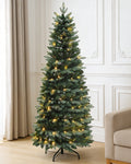 Pre-lit Christmas Greenery Tree 6FT – Sprayed Dots Fir – B72FW33-680TW-140LED