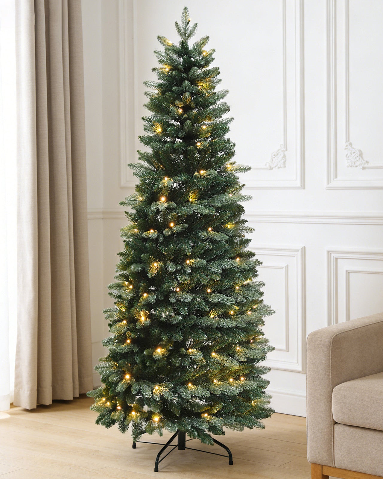 Pre-lit Christmas Greenery Tree 6FT – Sprayed Dots Fir – B72FW33-680TW-140LED