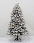 Pre-lit Christmas Greenery Tree 6FT – Frosted Green Pine – B72FW42-669TF-180LED