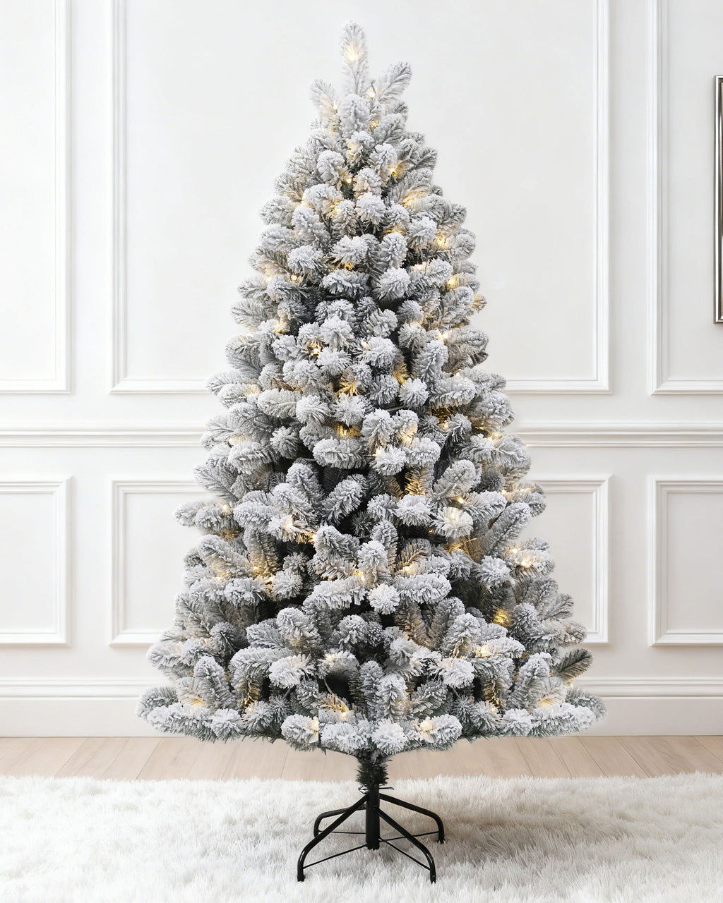 Pre-lit Christmas Greenery Tree 6FT – Frosted Green Pine – B72FW42-669TF-180LED