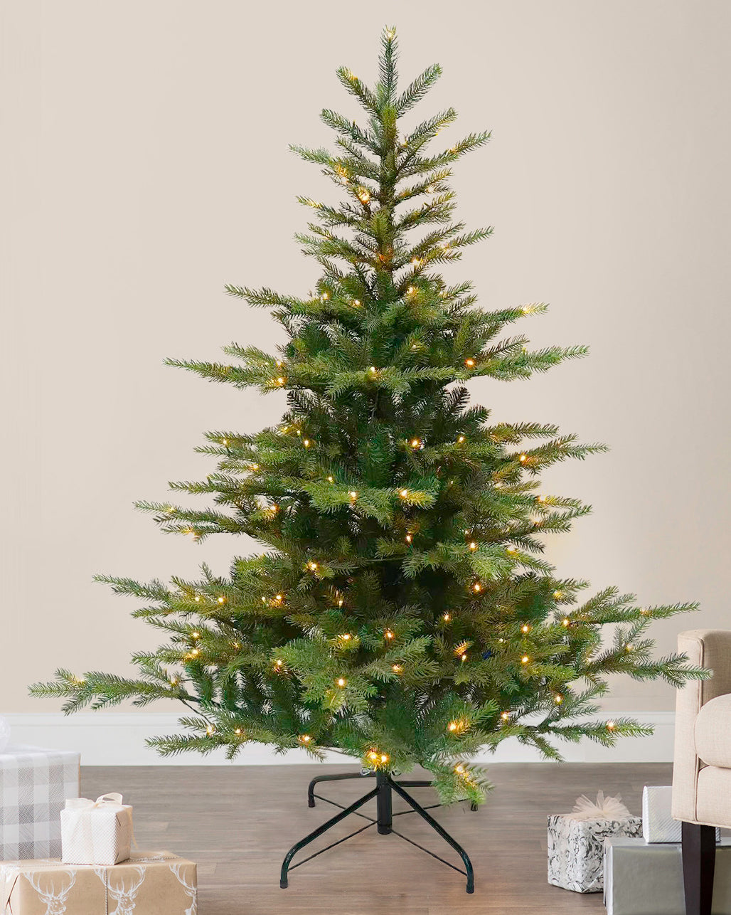Pre-lit Christmas Greenery Tree 6FT – Mix Green Spruce – B72FW55-864T