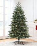 Pre-lit Christmas Greenery Tree 7FT – Sprayed Dots Fir – B84FW50-850T-W