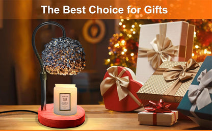 Candle Warmer Lamp with Timer, Dimmer Candle Lamp Warmer Adjustable Height, 312 K9 Crystals Lampshade Electric Wax Melt Warmer with 2 Bulbs, Wax Warmer for Scented Jar Candles (Black)