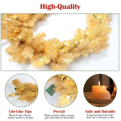 Pre-Lit Warm White LEDs Garland (G108FW12-224T-72LED-P)