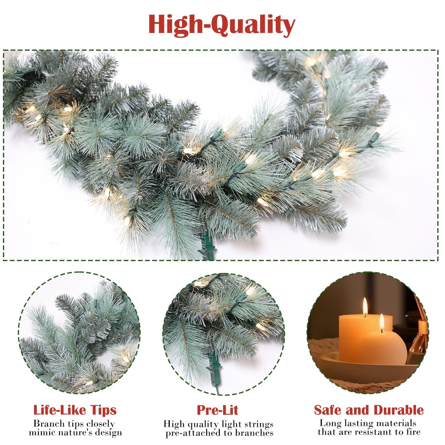 Pre-Lit Warm White LEDs Garland (G108FW12-224T-72LED)