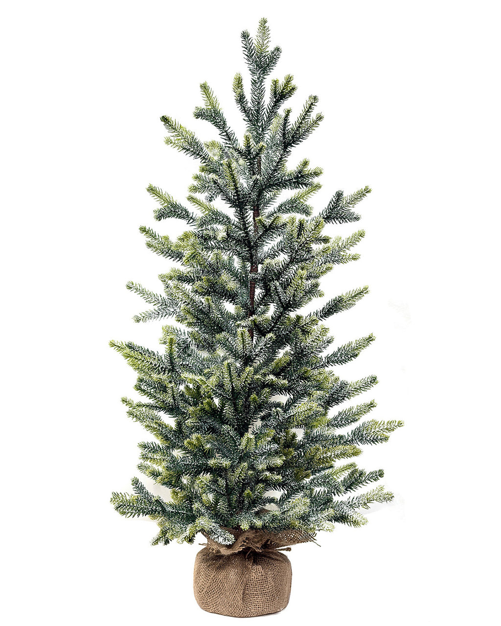 Mini Christmas Tree 30" – Flocked Greenery with Burlap Base – YCY399F-30T