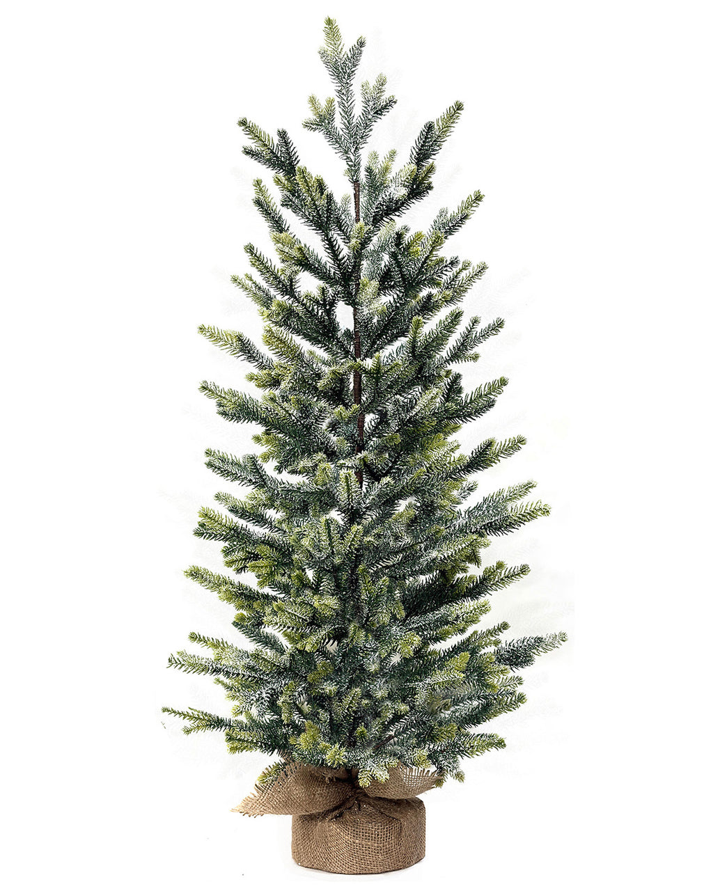 Mini Christmas Tree 36" – Flocked Greenery with Burlap Base – YCY399F-36T