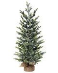 Mini Christmas Tree 36" – Flocked Greenery with Burlap Base – YCY399F-36T