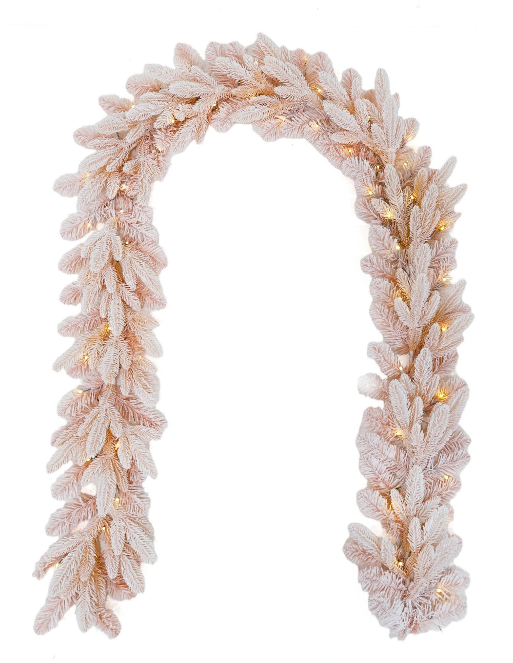 Pre-lit Christmas Greenery Garland – Frosted Pink Spruce – G108FW10-128T-P