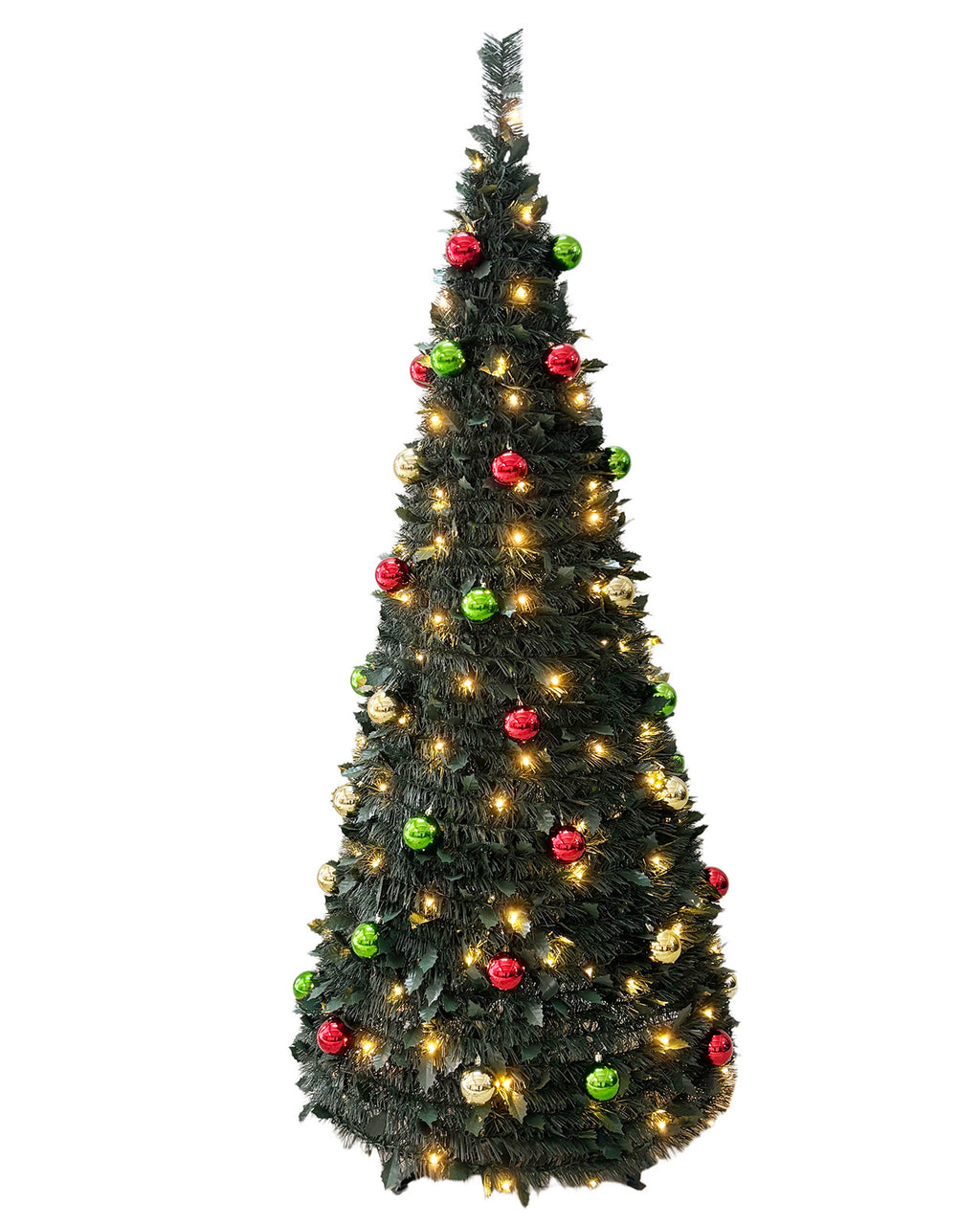 Pre-lit Tinsel with Decorative Baubles – Folding Christmas Tree 6FT – Q48660AL/RGN