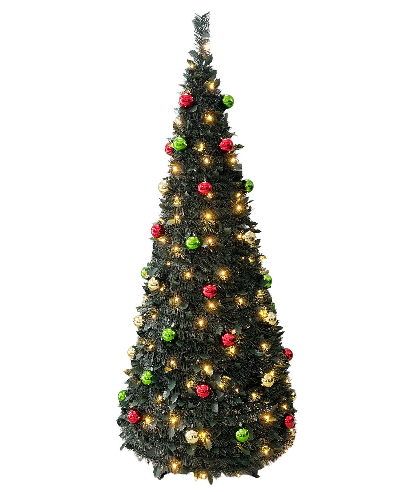 Pre-lit Tinsel with Decorative Baubles – Folding Christmas Tree 6FT – Q48660AL/RGN