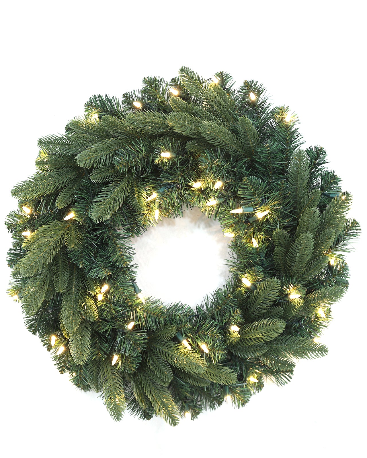 Pre-lit Christmas Greenery Wreath 24 Inch – Classic Spruce – W24FW24-104T
