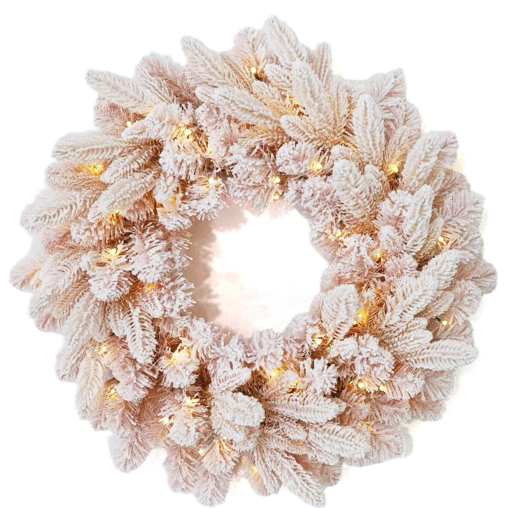 Pre-lit Christmas Wreath – Frosted Pink Spruce – W24FW24-104T-P