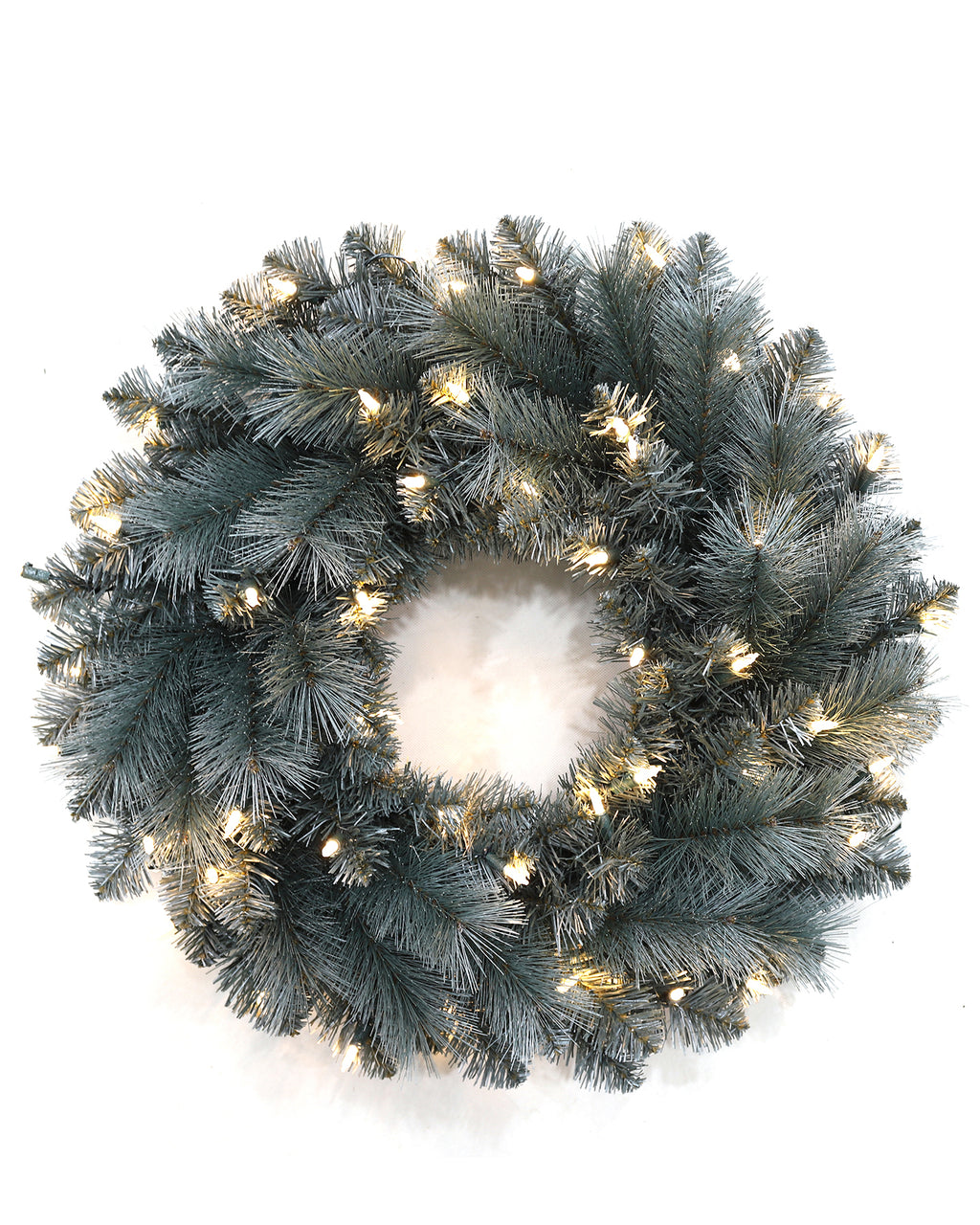 Pre-lit Christmas Greenery Wreath 24 Inch – Dreamy Blue Pine – W24FW24-104T-S