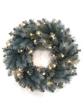 Pre-lit Christmas Greenery Wreath 24 Inch – Dreamy Blue Pine – W24FW24-104T-S