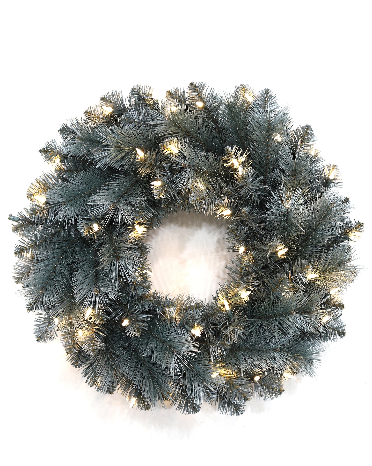 Pre-lit Christmas Greenery Wreath 24 Inch – Dreamy Blue Pine – W24FW24-104T-S