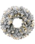 Pre-lit Christmas Greenery Wreath 24 Inch – Frosted Cloud Fir – W24FW24-104TF