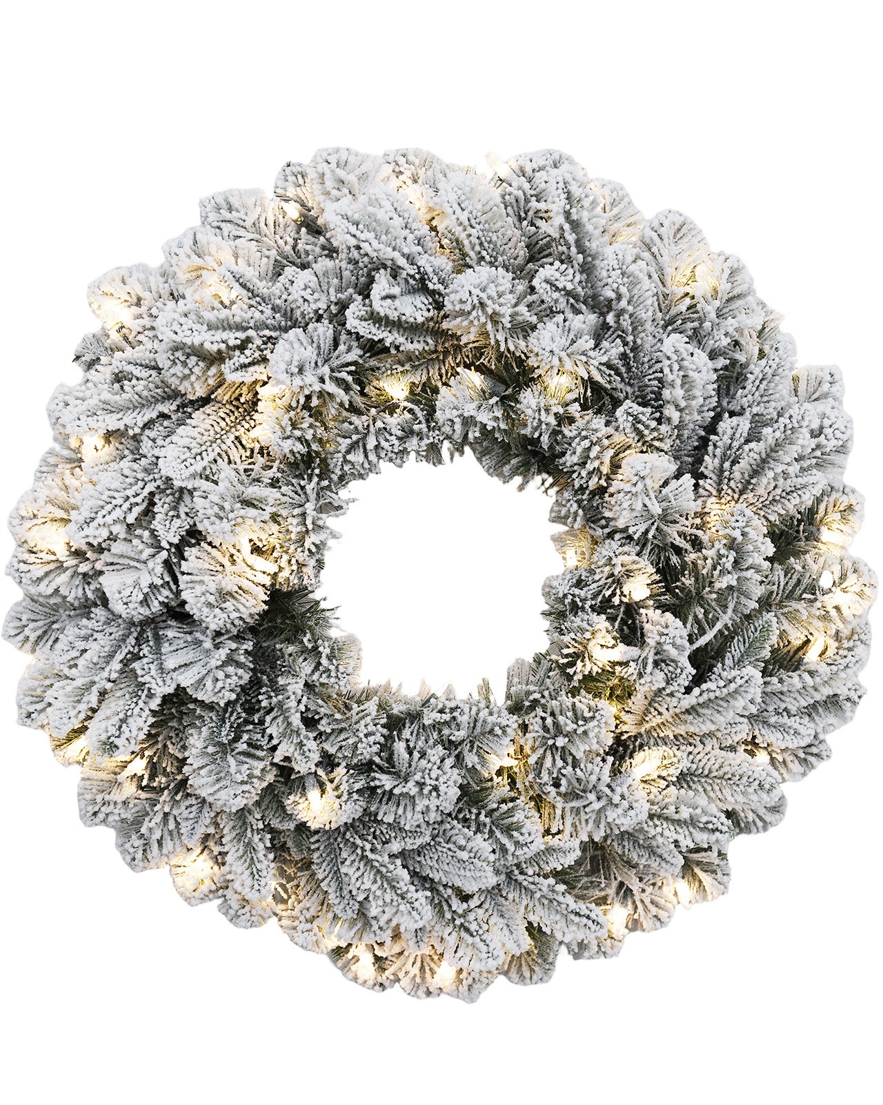Pre-lit Christmas Greenery Wreath 24 Inch – Frosted Cloud Fir – W24FW24-104TF