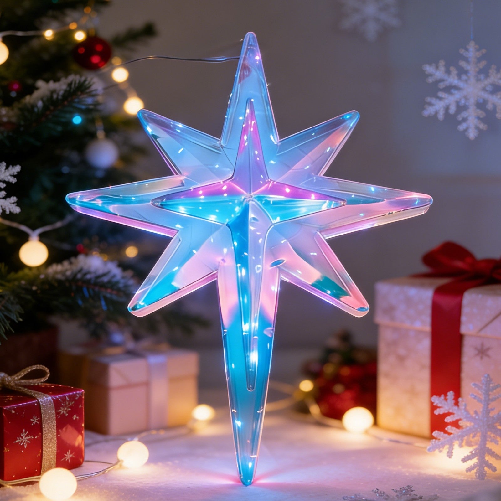 Iridescent North Star Lighted Decoration – Seasonal Lights Collection – 75 Lights – WM25-CTFP004