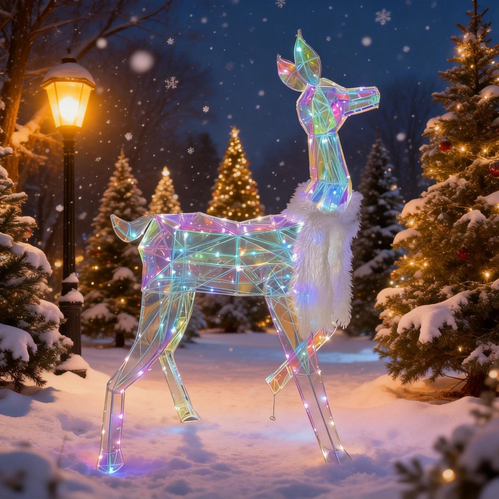 Iridescent Film Mother Deer Lighted Decoration – Seasonal Lights Collection – 180 Lights – WM25-CTFP009
