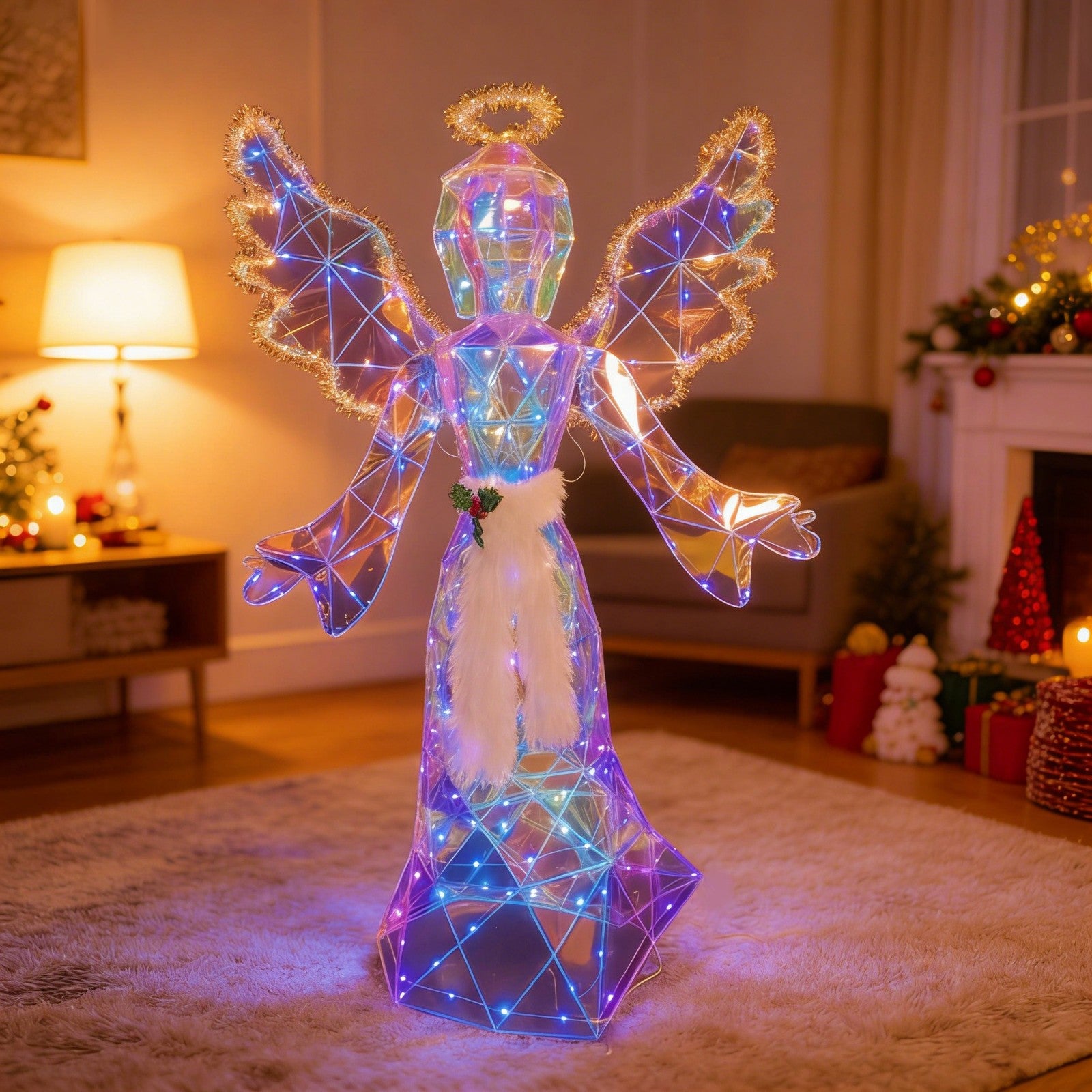 Iridescent Film Angel Lighted Decoration – Seasonal Lights Collection – 283 Lights – WM25-CTFP012
