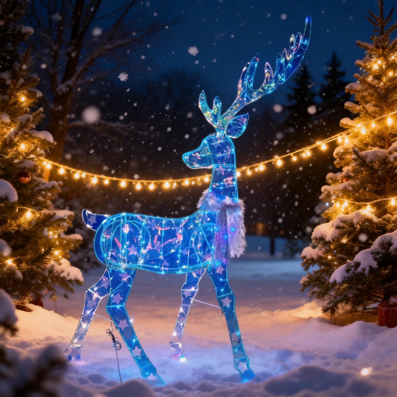 Iridescent Hollow Film Deer Lighted Decoration – Seasonal Lights Collection – 175 Lights – WM25-CTFP014