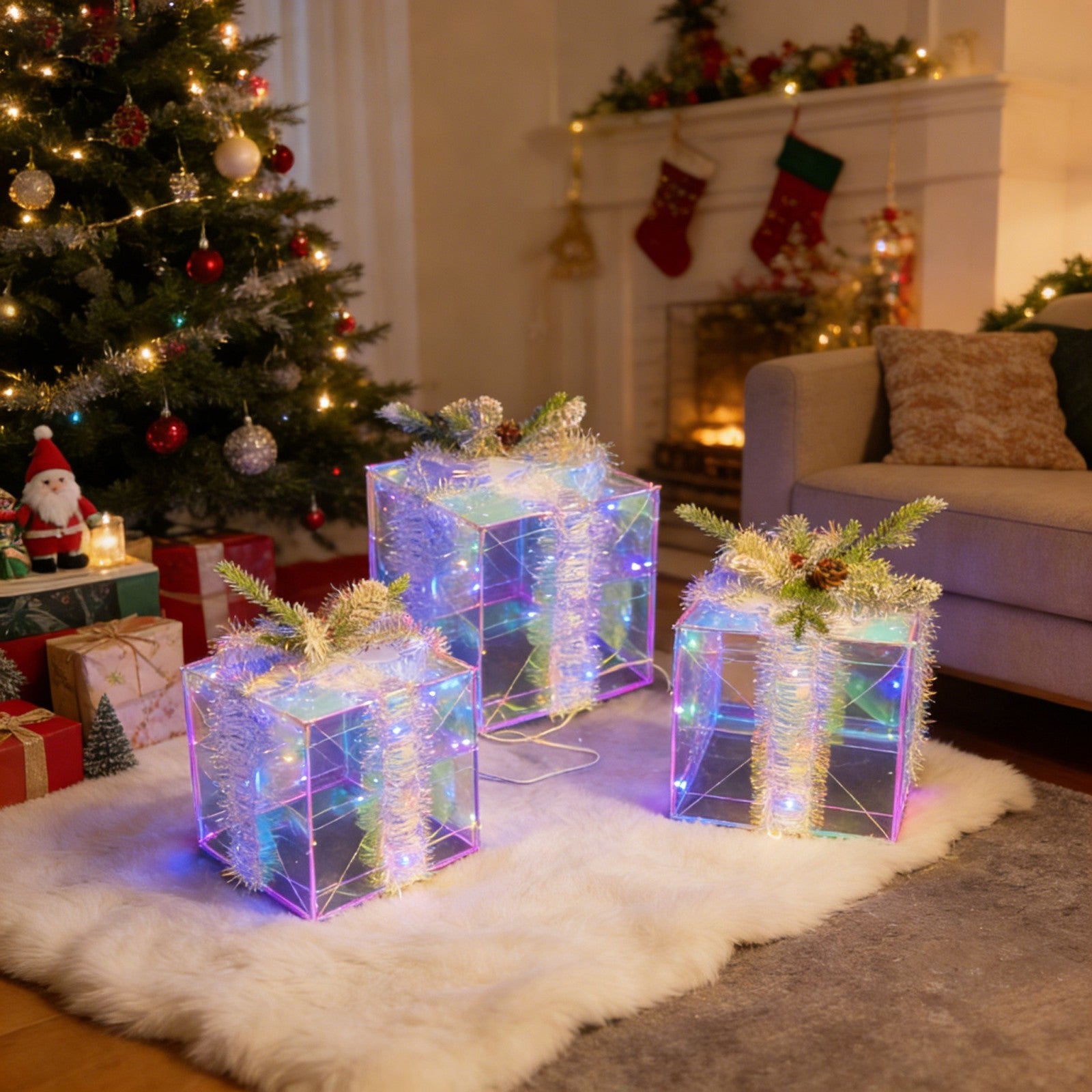 Iridescent Gift Box Lighted Decoration – Seasonal Lights Collection – 86 Lights – WM25-CTFP017
