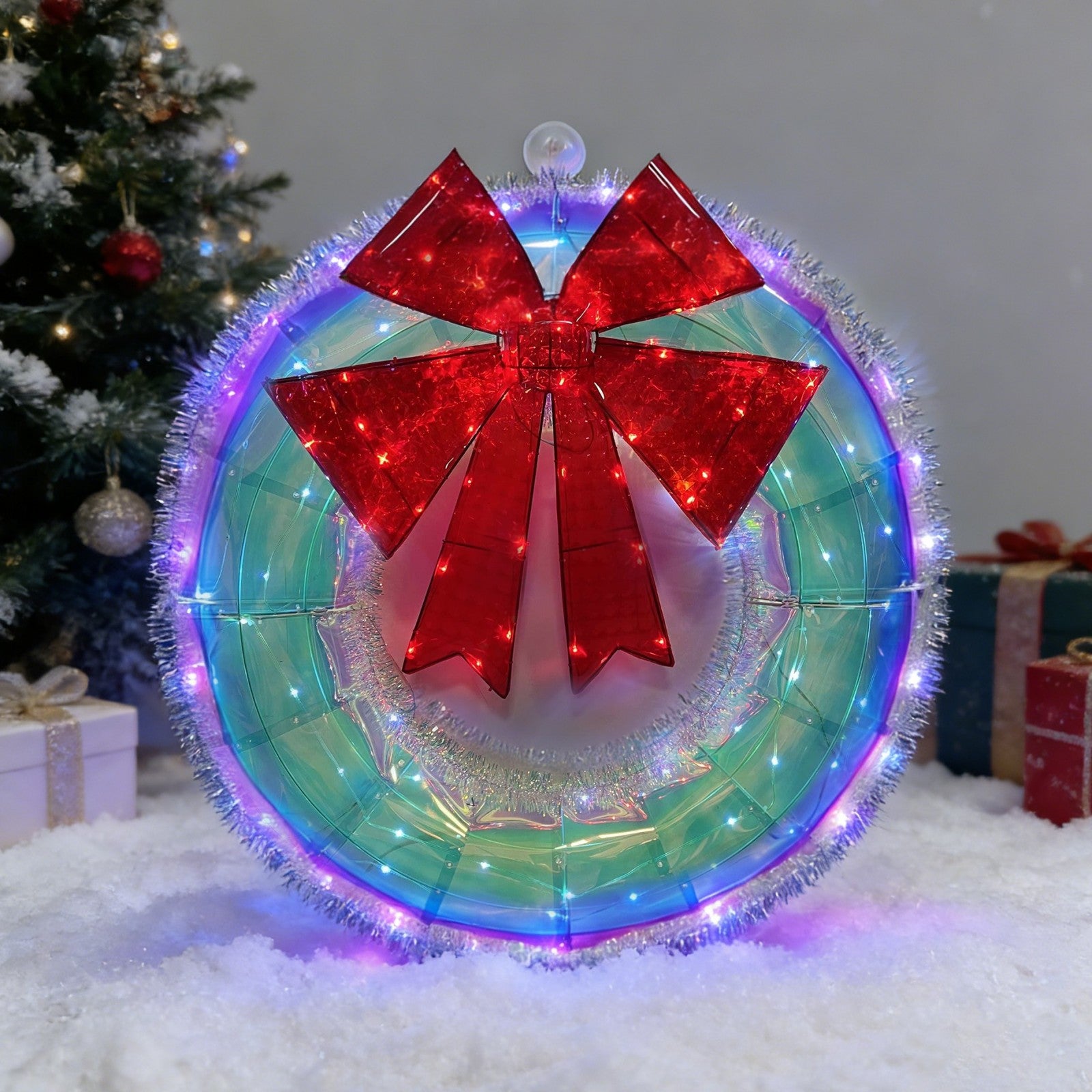 Wrapped Wreath Lighted Decoration – Seasonal Lights Collection – 143 Lights – WM25-CTFP020