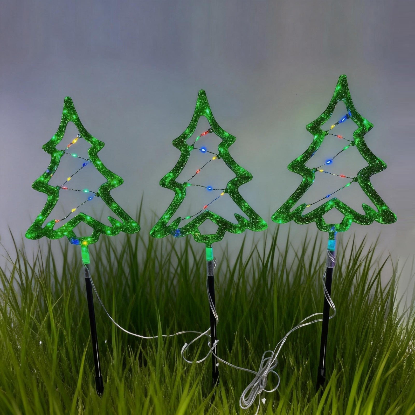 Mini Green Tree Garden Light Set – Seasonal Lights Collection – 3 Pack – WM25-CTFP024