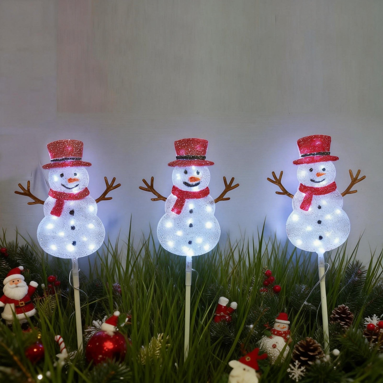 Mini Snowman Garden Light Set – Seasonal Lights Collection – 3 Pack – WM25-CTFP025