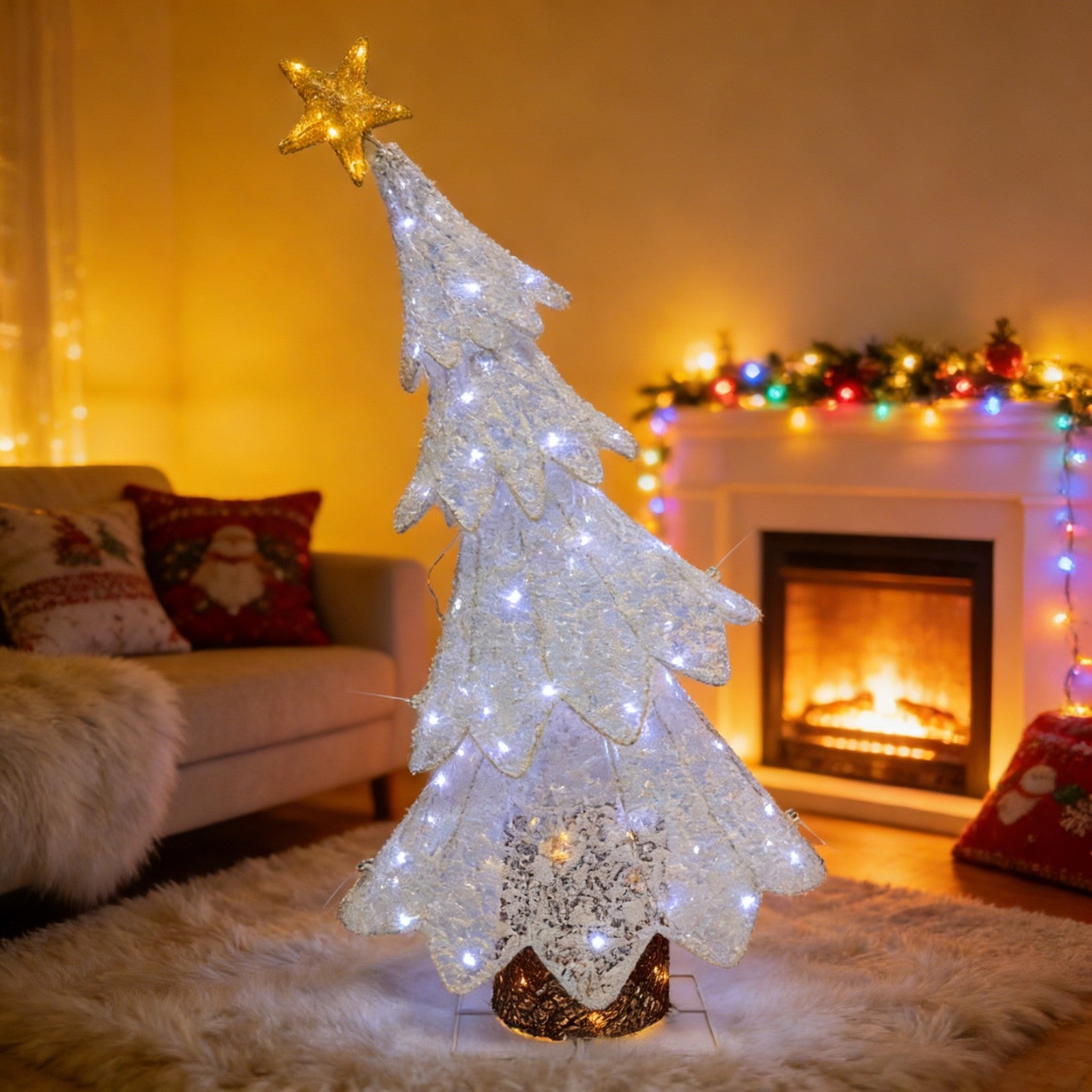 3D White Tree Lighted Decoration – Seasonal Lights Collection – 104 Lights – WM25-CTFP033