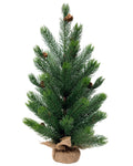 Mini Christmas Tree 24" – Greenery with Natural Pine Cones & Burlap Base – YCY277-24T
