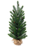 Mini Christmas Tree 30" – Greenery with Natural Pine Cones & Burlap Base – YCY277-30T