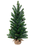 Mini Christmas Tree 36" – Greenery with Natural Pine Cones & Burlap Base – YCY277-36T