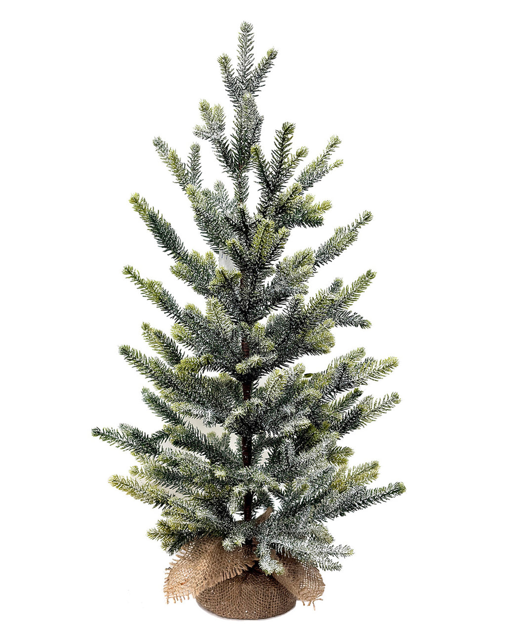 Mini Christmas Tree 24" – Flocked Greenery with Burlap Base – YCY399F-24T
