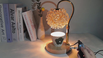 Candle Warmer Lamp with Timer, Dimmer Candle Lamp Warmer Adjustable Height, 312 K9 Crystals Lampshade Electric Wax Melt Warmer with 2 Bulbs, Wax Warmer for Scented Jar Candles (Gold)